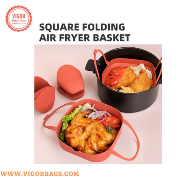 Silicone Non Stick Round Basket with Handles & 8 inch Basket Silicone Mat With H - Picture 8 of 14